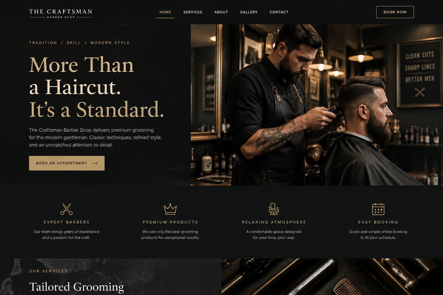 The Craftsman — hemsida för frisörsalong